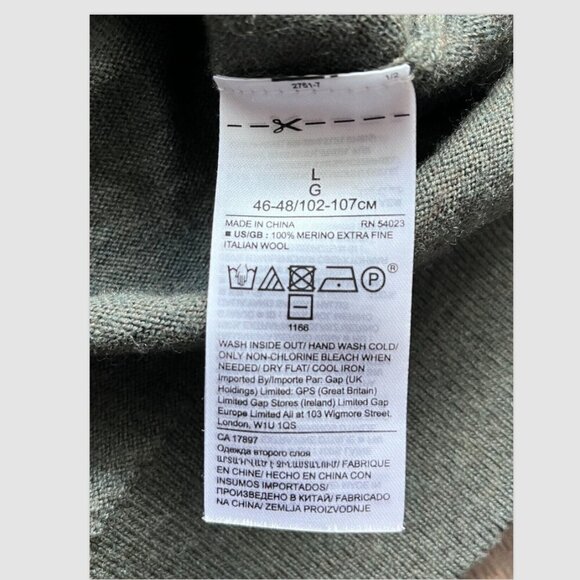 Banana Republic Italian Merino Wool Crewneck Sweater Size L Green Baruffa Knit - Picture 4 of 8